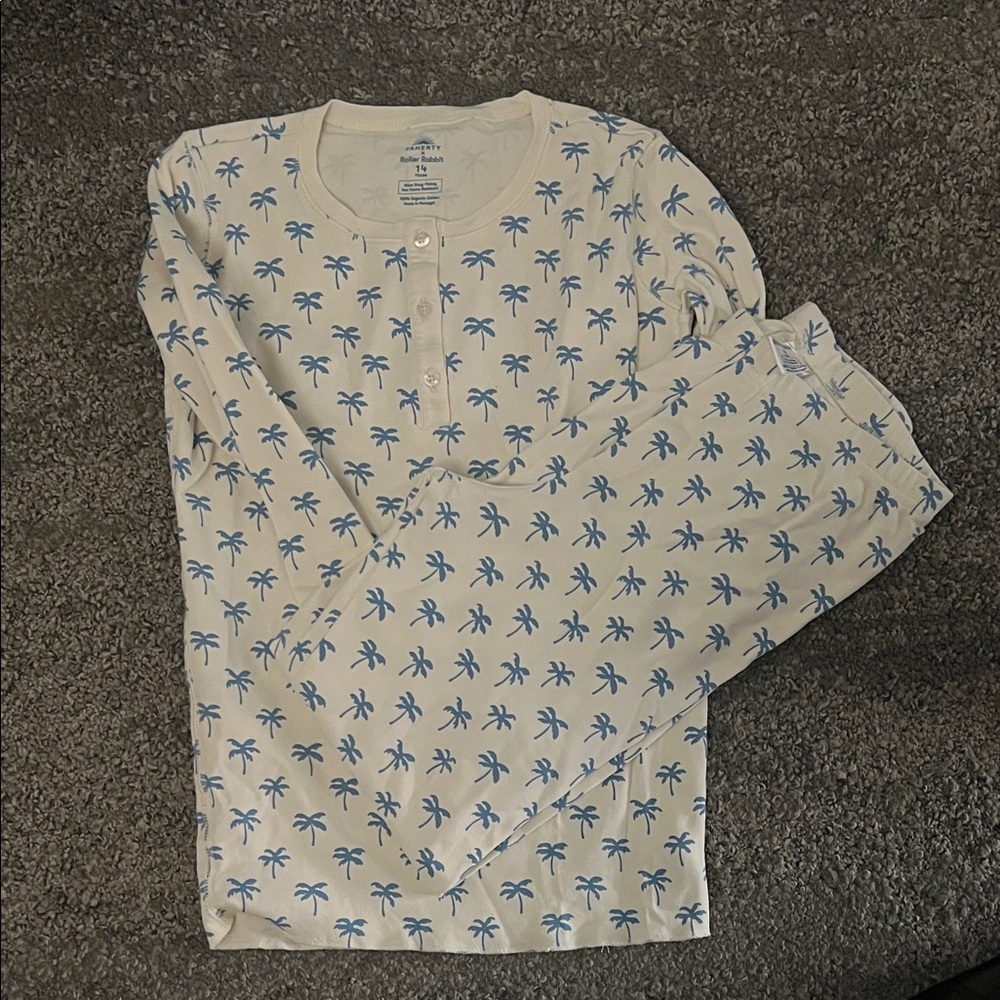 Faherty X Roller Rabbit Pajama Set with Palm Tree print